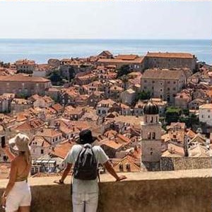 View over Dubrovnik Old Town and the Adriatic from the walls